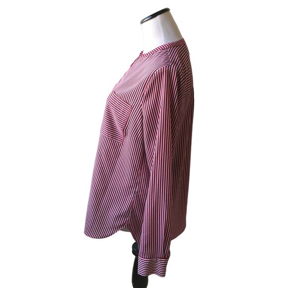 Cabi Franklin Red V Neck Striped Blouse - Picture 6 of 10